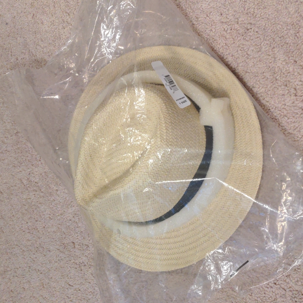 🎉HP🎉 NEW Kate Spade Trilby Hat in Natural with Black Trim - Picture 12 of 12